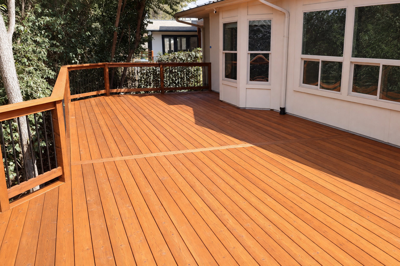 Cedar wood deck construction